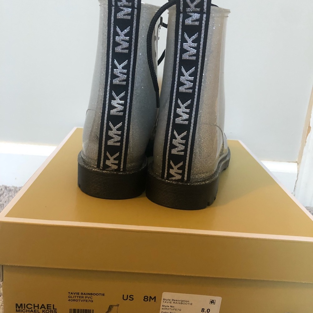 Michael Kors silver rain boot